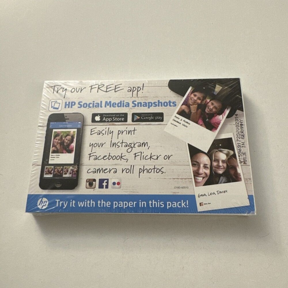 HP Social Media Snapshots 4”x6” Photo Paper 50 Each New J15